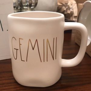 Rae Dunn GEMINI in gold lettering mug
